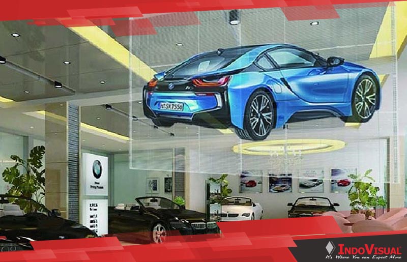 LED Curtain Display pada Sebuah Showroom Mobil Mewah Memberikan Kesan Canggih dan Futuristik pada Produk yang Dipasarkan