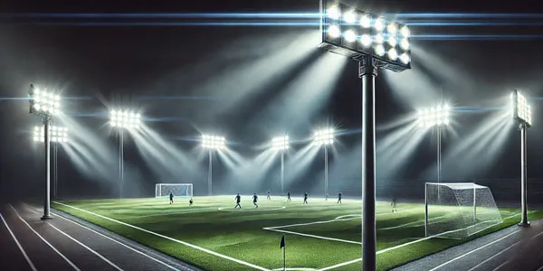 Lampu Sorot LED Floodlight yang Menerangi Lapangan Sepakbola Harganya Lebih Ekonomis Dibanding Menggunakan Lampu Biasa di Seluruh Lapangan